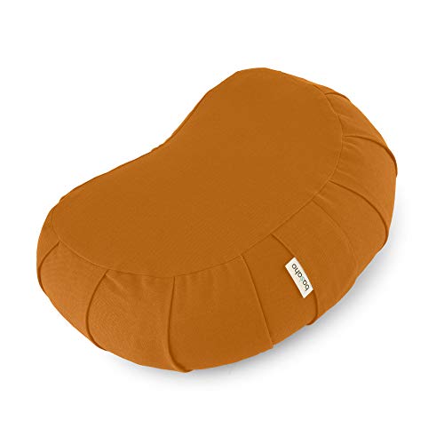 Basaho CRESCENT Zafu Meditation Cushion | Organic Cotton | Buckwheat Hulls | Removable Washable Cover (Mango)