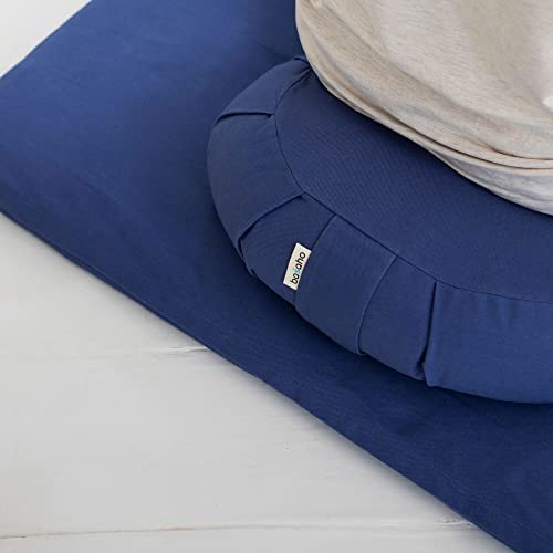 Basaho CRESCENT Zafu Meditation Cushion | Organic Cotton | Buckwheat Hulls | Removable Washable Cover (Mango)