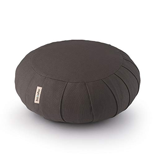 Basaho CLASSIC Zafu Meditation Cushion | Organic Cotton | Buckwheat Hulls | Removable Washable Cover (Stone)