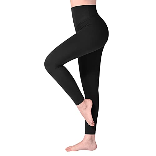 SINOPHANT High Waisted Leggings for Women, Buttery Soft Elastic Opaque Tummy Control Leggings, Plus Size Workout Gym Yoga Stretchy Pants (Black1,S-M/One Size)