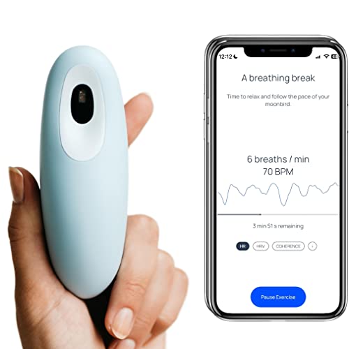 Moonbird Breathing & Meditation Device - Instant Stress Relief, Anxiety Relief, Relaxation for Women & Men - Helps with Better Sleep, Stress, and Overall Health - Sky Blue