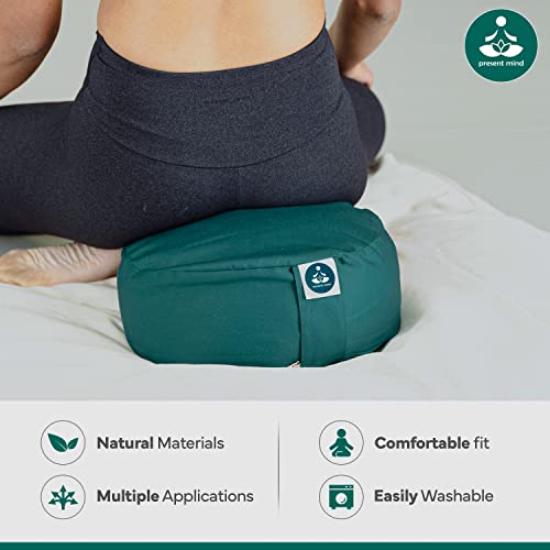 Present Mind Round Zafu Yoga Cushion (Height 16 cm) - Different Colour - High Yoga Cushions/Meditation Cushion - Made in the EU - Washable Cover - 100% Natural Floor Seat Cushion - Meditation Gifts