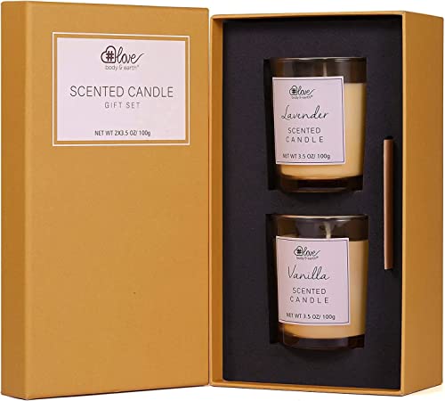 Scented Candles Gift Set - Candles Gifts for Women, Aromatherapy Candles Set Gifts for Her, Birthday, Bath, Yoga, Weddings, Christmas, 2x3.5Oz Soy Wax Candles