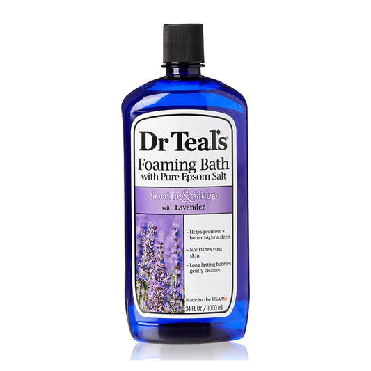 Dr Teal's Pure Epsom Salt Foaming Bath to Soothe and Sleep with Lavender, 1 Litre