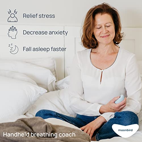 Moonbird Breathing & Meditation Device - Instant Stress Relief, Anxiety Relief, Relaxation for Women & Men - Helps with Better Sleep, Stress, and Overall Health - Sky Blue