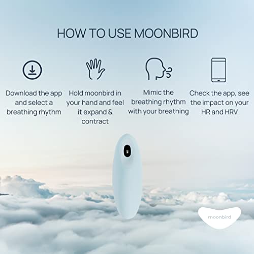 Moonbird Breathing & Meditation Device - Instant Stress Relief, Anxiety Relief, Relaxation for Women & Men - Helps with Better Sleep, Stress, and Overall Health - Sky Blue