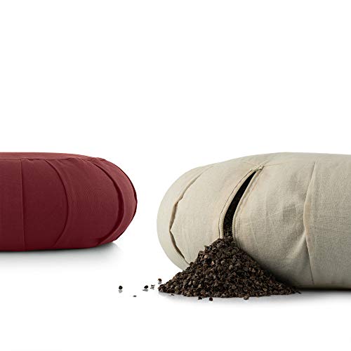 Basaho CRESCENT Zafu Meditation Cushion | Organic Cotton | Buckwheat Hulls | Removable Washable Cover (Mango)