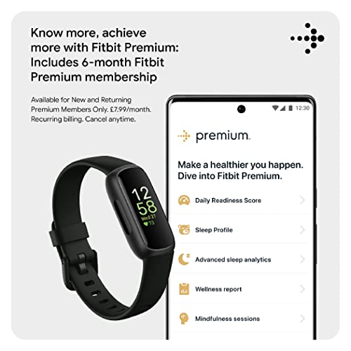 Fitbit Inspire 3 Activity Tracker with 6-months Premium Membership Included, up to 10 days battery life and Daily Readiness Score, Midnight Zen