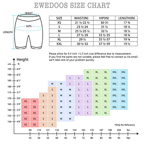 Ewedoos Running Shorts Cycling Shorts Womens Gym Shorts for Women with Pockets High Waist Tummy Control Yoga Biker Workout Sports Shorts Black