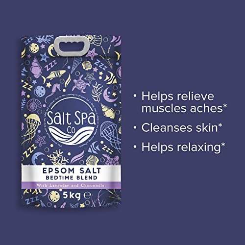 Salt Spa Co Bath Salts | Epsom Salt with Lavender and Chamomile Essential Oils, to Help Relax Muscles and Relieve Stress | 5kg | DEEP Sleep Epsom Salts