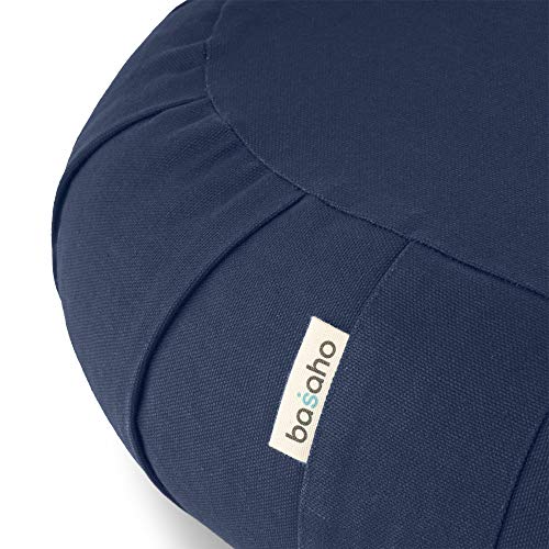 Basaho CRESCENT Zafu Meditation Cushion | Organic Cotton | Buckwheat Hulls | Removable Washable Cover (Mango)