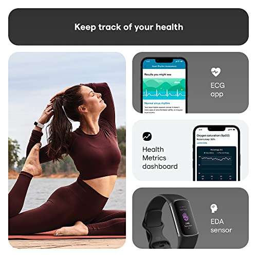 Fitbit Charge 5 Activity Tracker with 6-months Premium Membership Included, up to 7 days battery life and Daily Readiness Score, Black / Graphite Stainless Steel