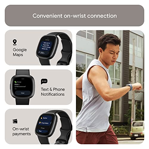 Fitbit Versa 4 Fitness Smartwatch with built-in GPS and up to 6 days battery life - compatible with iOS 15 or higher & Android OS 9.0 or higher, Black /Graphite Aluminium