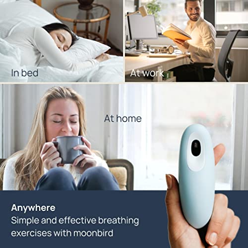 Moonbird Breathing & Meditation Device - Instant Stress Relief, Anxiety Relief, Relaxation for Women & Men - Helps with Better Sleep, Stress, and Overall Health - Sky Blue