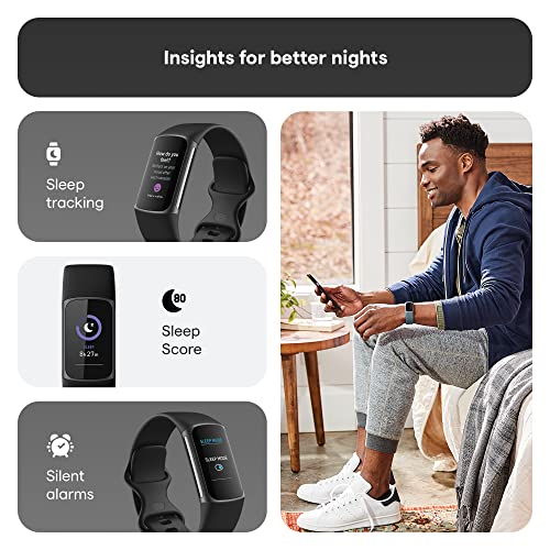 Fitbit Charge 5 Activity Tracker with 6-months Premium Membership Included, up to 7 days battery life and Daily Readiness Score, Black / Graphite Stainless Steel